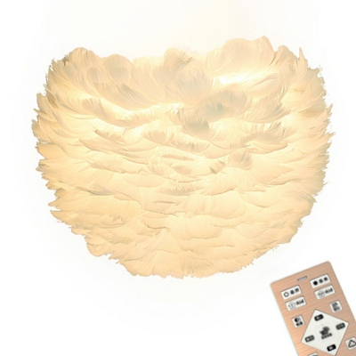 Feather Shade Dome Wall Lamp Nordic White LED 1-Head Wall Sconce