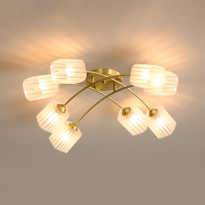 Frosted Glass Shade Simplicity Ceiling Light Metal Circle Ceiling Mount Semi Flush Ceiling Light for Living Room
