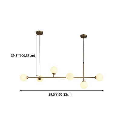 Glass Globe Shape Island Light 39.5 Inchs Height Industrial Style Bar Island Pendant for Dinning Room in Brass