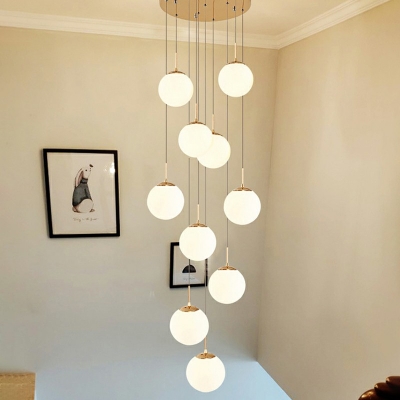 Globe Cluster Pendant Light Modernist  LED 16 Inchs Wide Hanging Light Fixture 10 Lights for Stairs