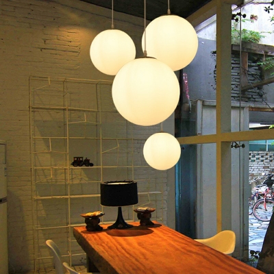 Globe Modern Living Room 1-Head Pendant White Glass Suspension Lighting