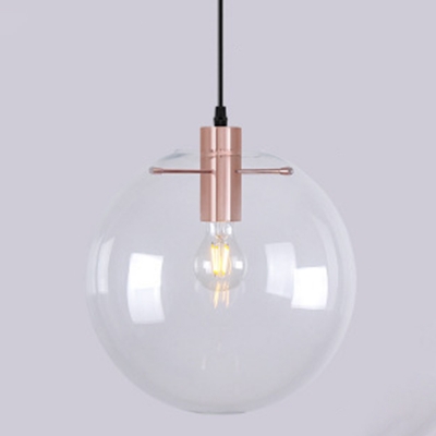 Globe Shaped Restaurant Ceiling Pendant Lamp Glass 1 Head Minimalistic Suspension Light for Kitchen