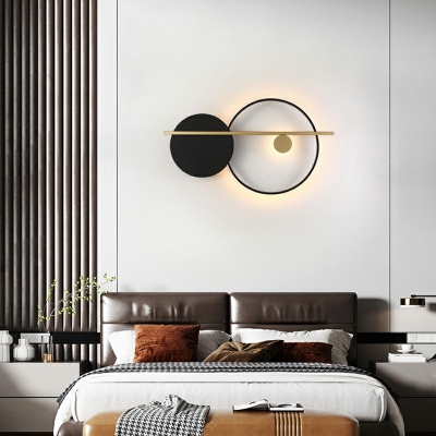 Golden Round Disc LED Wall Light Minimalist Metal Warm Light Wall Sconce for Coffee Shop