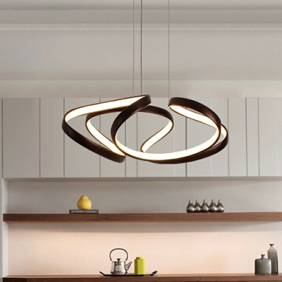 Metallic Twisting Pendant Lighting Fixture Simplicity LED Chandelier Lamp for Dinning Room