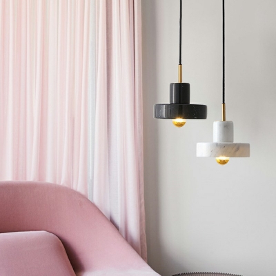Round Macaron Shade Pendant Nordic Bedroom Iron 7 Inchs Wide Hanging Lamp