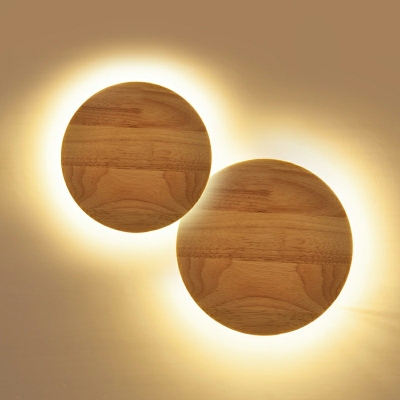 Wooden Modern Style Wall Light LED Fixture Not Dimmable Ambient Eclipse LED Wall Sconce for Bedroom