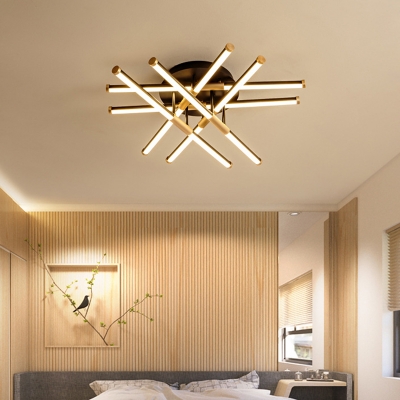 6 LED Light Ceiling Light Acrylic Linear Shade Circle Ceiling Mount Semi Flush for Living Room