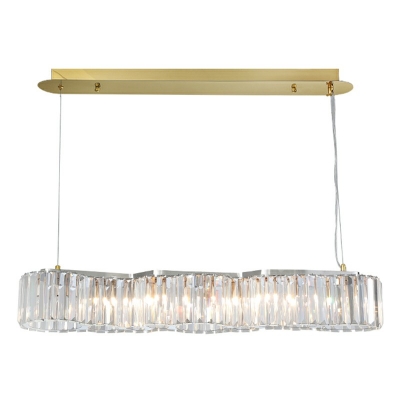 Contemporary Style Crystal Island Light 33.5 Inches Wide 7 Lights Dining Table Lighting Fixture in Clear