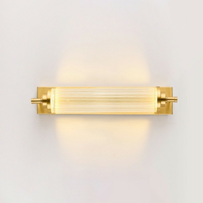 Cylinder Crystal Shade Wall Mounted Lamp 1 Light Contemporary Brass Vanity Sconce