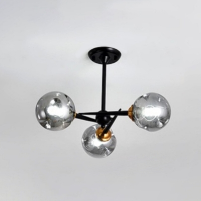 Glass Globe Ceiling Chandelier Modernism with 8 Inchs Height Adjustable Cord Pendant Light with Sputnik Design