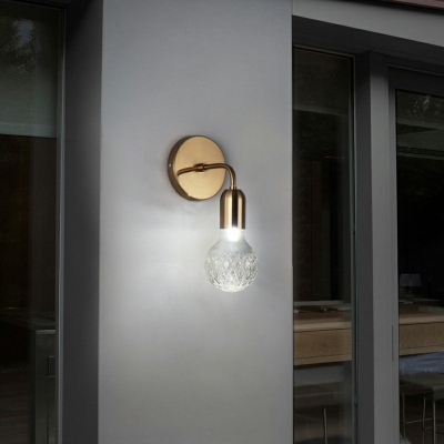 Indoor Decoration Wall Lamp Nordic Modern Glass Ball Sconce Light for Bedroom Corridor in Gold