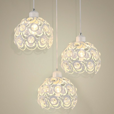 Modern Living Room Dome Cage Pendant Crystal Decoration 1-Bulb Hanging Lamp