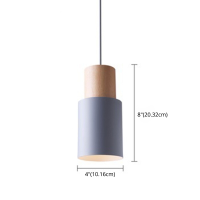 Nordic Style Pendant Light Single Head 4 Inchs Wide Metal & Wood Hanging Lamp for Hallway