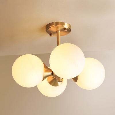 Postmodern Chandelier 16 Inchs Wide Metal Circle Ceiling Pendant with Bubble Frosted Glass Shade for Living Room in Gold