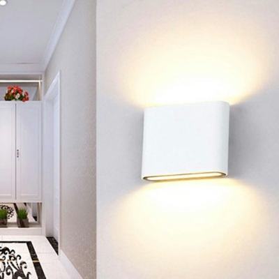 Rectangle Metal Shade Wall Sconce Modern Bedroom LED 2-Light Wall Lamp