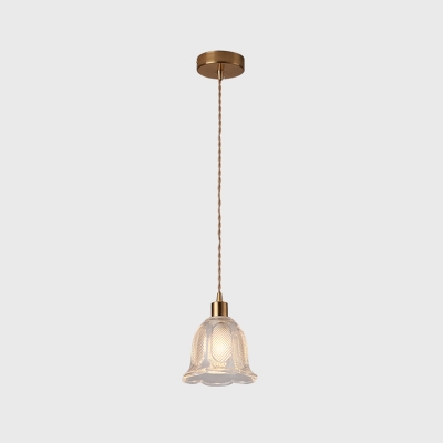 Ripple Glass Hanging Light Modernist 1 Head Brass Pendant Lighting Fixture with 47 Inchs Height Ajustable Rope