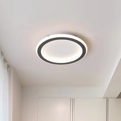 Simple Style LED Flush Mount Ceiling Lighting Fixture Metallic Flushmount Light in Black for Bedroom
