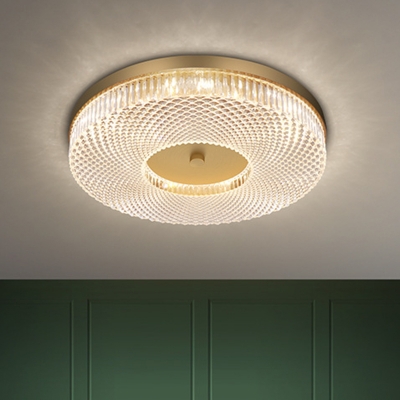 Simplicity Ceiling Light Crystal Circle Shade with 1 LED Light Flush-mount Light for Restaurant