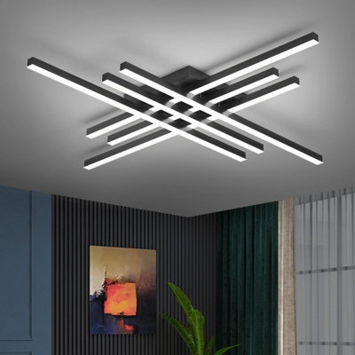 Simplicity Ceiling Light Metal Ceiling Mount with LED Light Linear Acrylic Shade Semi Flush Light for Living Room