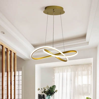 Twisting Metal Pendant Lamp 8 Inchs Height Simplicity LED Ceiling Chandelier Light for Living Room