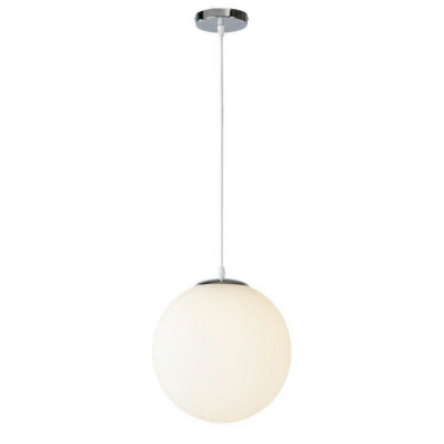 1-Light Acrylic Ball Shade Pendant Light with 47 Inchs Height Adjustable Cord Modern Simplicity Kitchen Bar Lighting Fixture in White