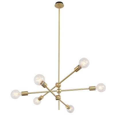39.5 Inchs Wide Sputnik Chandelier Lighting 6 Lights Modernism Metal Pendant Light Fixture in Gold