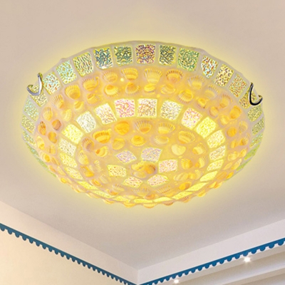 4 Light Tifanny Ceiling Light Dome Glass Shade Flush Mount Ceiling Light for Living Room
