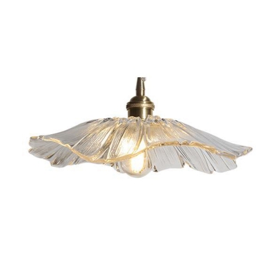 American Rustic Style Metal Semi Flush Mount Ribbed Glass Scalloped 1-Bulb Ceiling Light