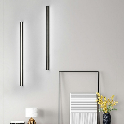 Black Bar Shaped Flush Wall Sconce Simplicity LED Metal Wall Lighting for Bedroom