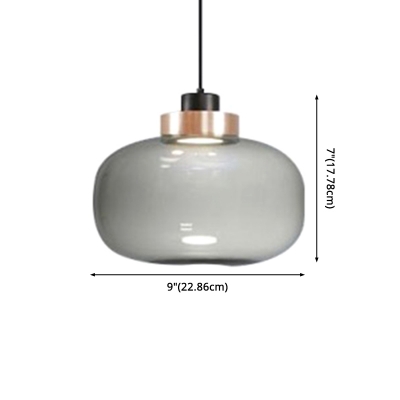 Bottle Pendant Lamp Contemporary Smoke Glass 1 Head Lighting Fixture for Bedroom