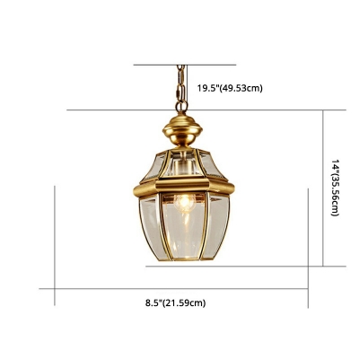 Brass Hanging Light Single Light Metal and Clear Glass Ceiling Light for Kitchen Bar
