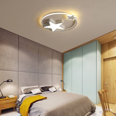 Creative Ceiling Light with 2 LED Light Circle and Star Acrylic Shade Ceiling Light Fixture for Girls Bedroom