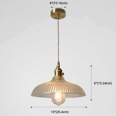 Dome Ripped Glass Shade Pendant Industrial Living Room Gold Chain Metal 1-Bulb Hanging Lamp