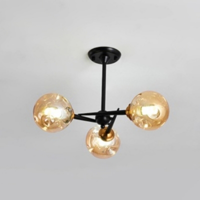 Glass Globe Ceiling Chandelier Modernism with 8 Inchs Height Adjustable Cord Pendant Light with Sputnik Design