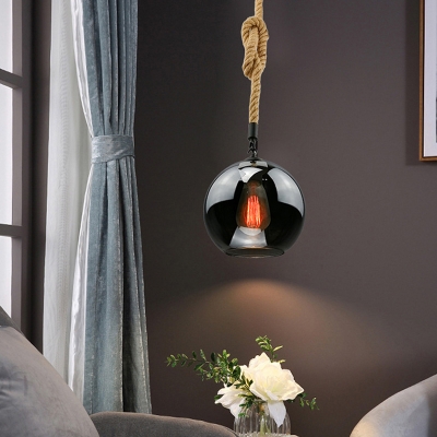 Globe Mirror Glass Shade Industrial Pendant with 1 Light Circle Metal Ceiling Mount Single Pendant for Living Room