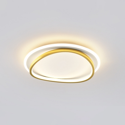 LED Round Flush Mount Lighting Bedroom Simplicity Style Metallic Ceiling Light