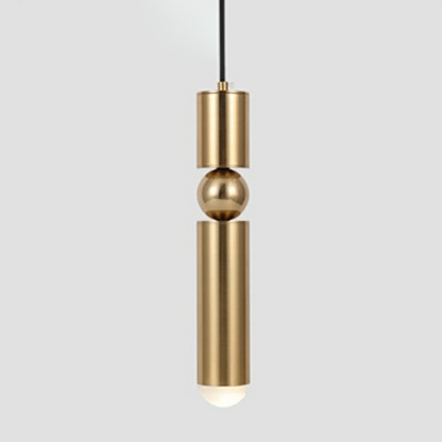 Minimalist Style Black LED Pendant 14 Inchs Height Metal Rod Design 1-Light Hanging Lamp