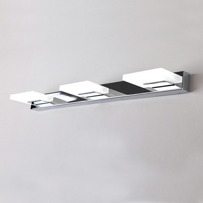 Modern LED Square Vanity Mirror Lights 4 Inchs Height Angle Adjustable Vanity Sconce for Bathroom in Stainless-Steel