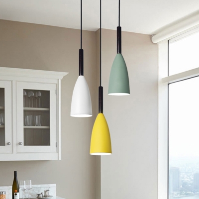 Nordic Macaron Colour Pendant Metal Cone Shade 1-Light Hanging Lamp for Living Room
