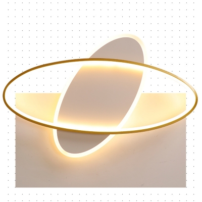 Oval Flushmount Lighting 21.5 Inchs Wide Minimalism Acrylic Led Flush Ceiling Light in Gold