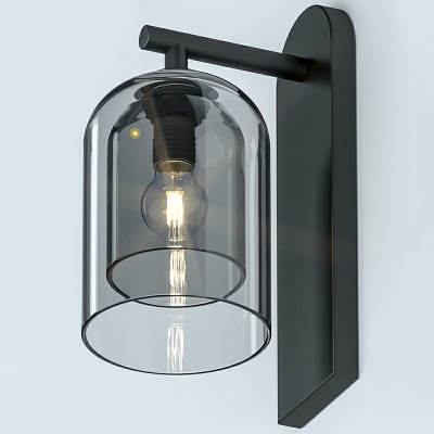 Postmodern 1-Bulb Sconce Lamp 13.5 Inchs Height Double Dome Wall Mount Lighting with Glass Shade