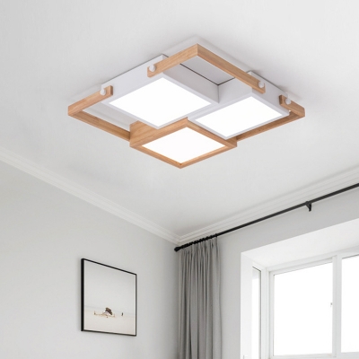 Rectangle Acrylic Shade Contemporary Ceiling Light 3 LED Light Flush Mount Ceiling Fixture for Living Room