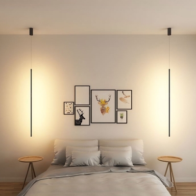 Simplicity Black Pendant Minimalist Bedroom Metal LED 1-Light Hanging Lamp