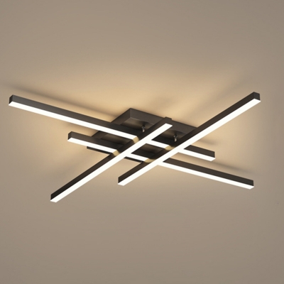 Simplicity Ceiling Light Metal Ceiling Mount with LED Light Linear Acrylic Shade Semi Flush Light for Living Room