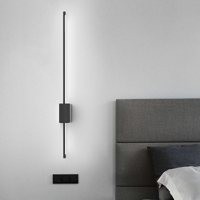 Slim Stick Wall Mount Lighting Minimalist 6.5 Inchs Wide Metallic LED Hallway Surface Wall Sconce in Black