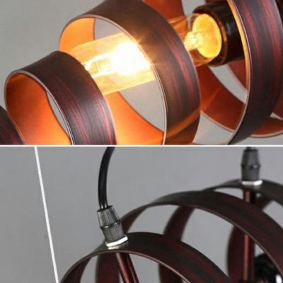 Spiral Linear Design Suspension Light Industrial Restaurant Iron 2-Bulb Chandelier