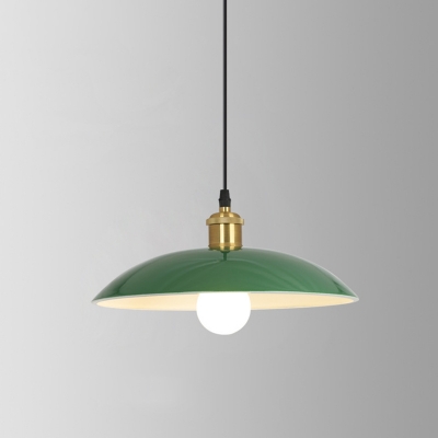 1 Head Green Metal Pendant Lamp Vintage Brass Finish Hanging Ceiling Light for Kitchen