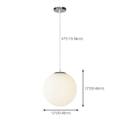 1-Light Acrylic Ball Shade Pendant Light with 47 Inchs Height Adjustable Cord Modern Simplicity Kitchen Bar Lighting Fixture in White