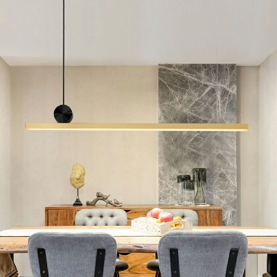 Acrylic Brass Shade Linear Island Light Modern Living Room LED Island Fixture in Warm Light