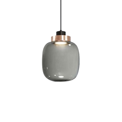 Bottle Pendant Lamp Contemporary Smoke Glass 1 Head Lighting Fixture for Bedroom